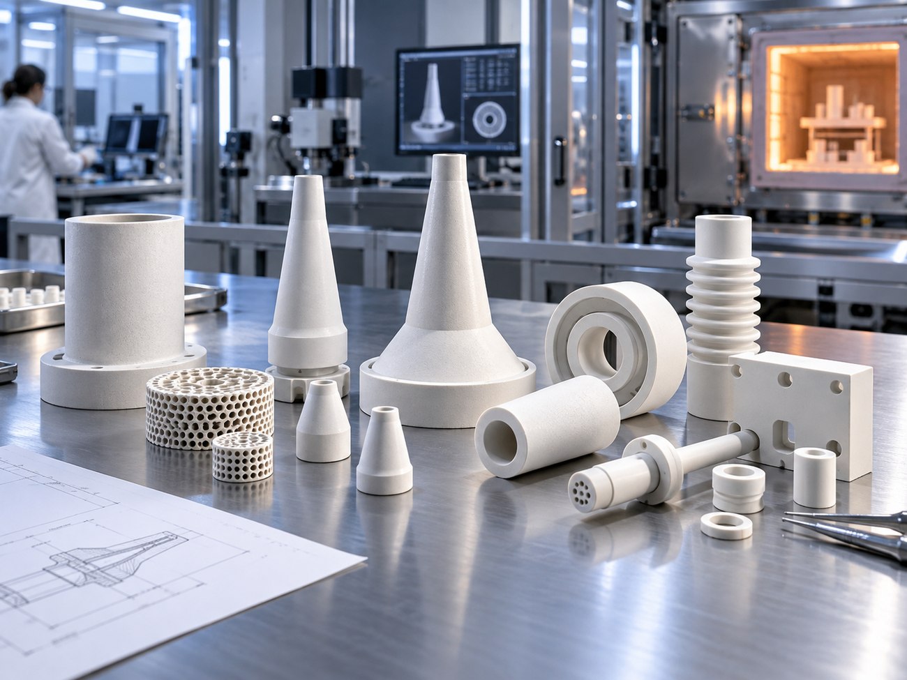 Componenti in ceramica tecnica stampata: ugelli, isolatori, strutture porose, boccole