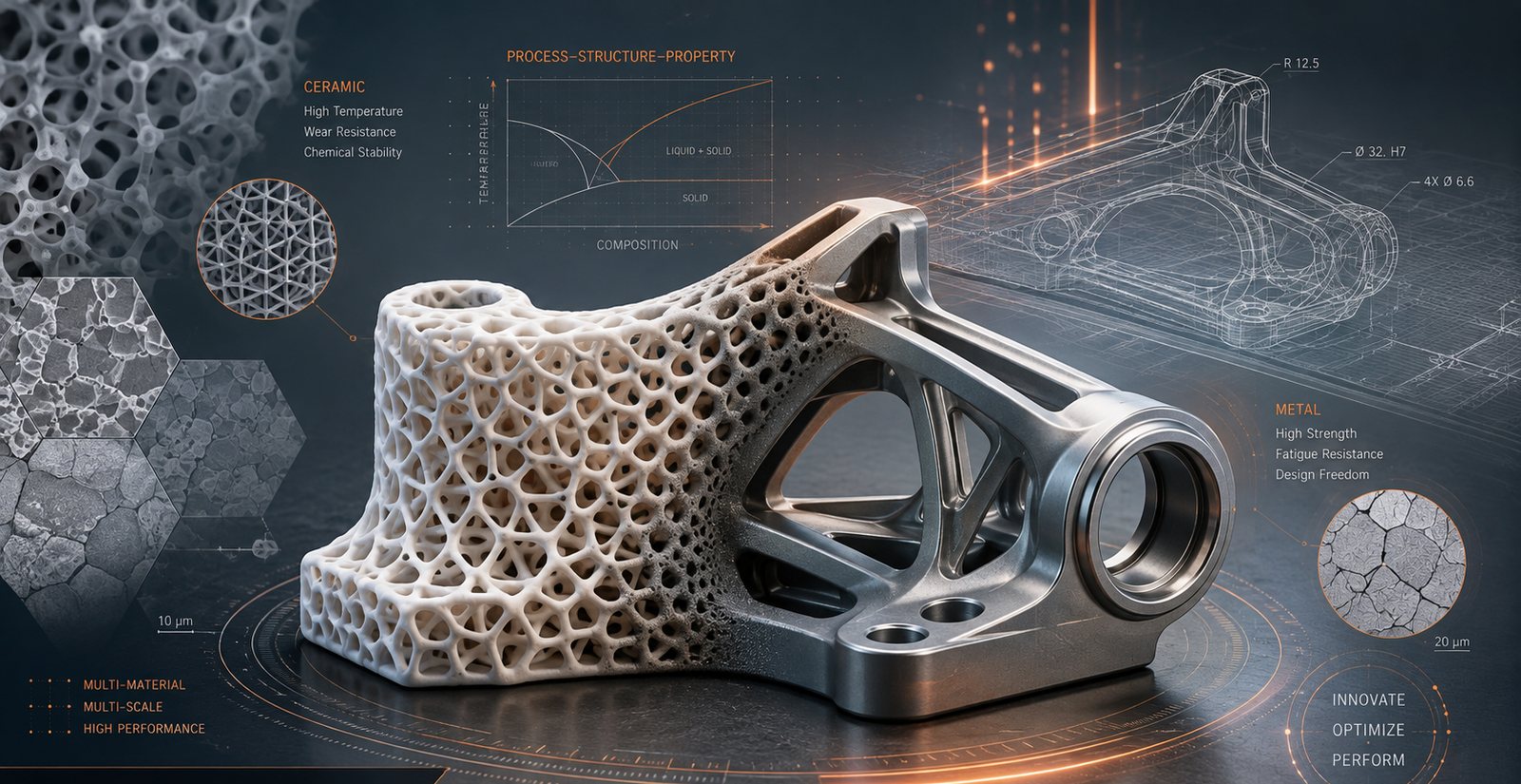 Process, structure and material property analysis