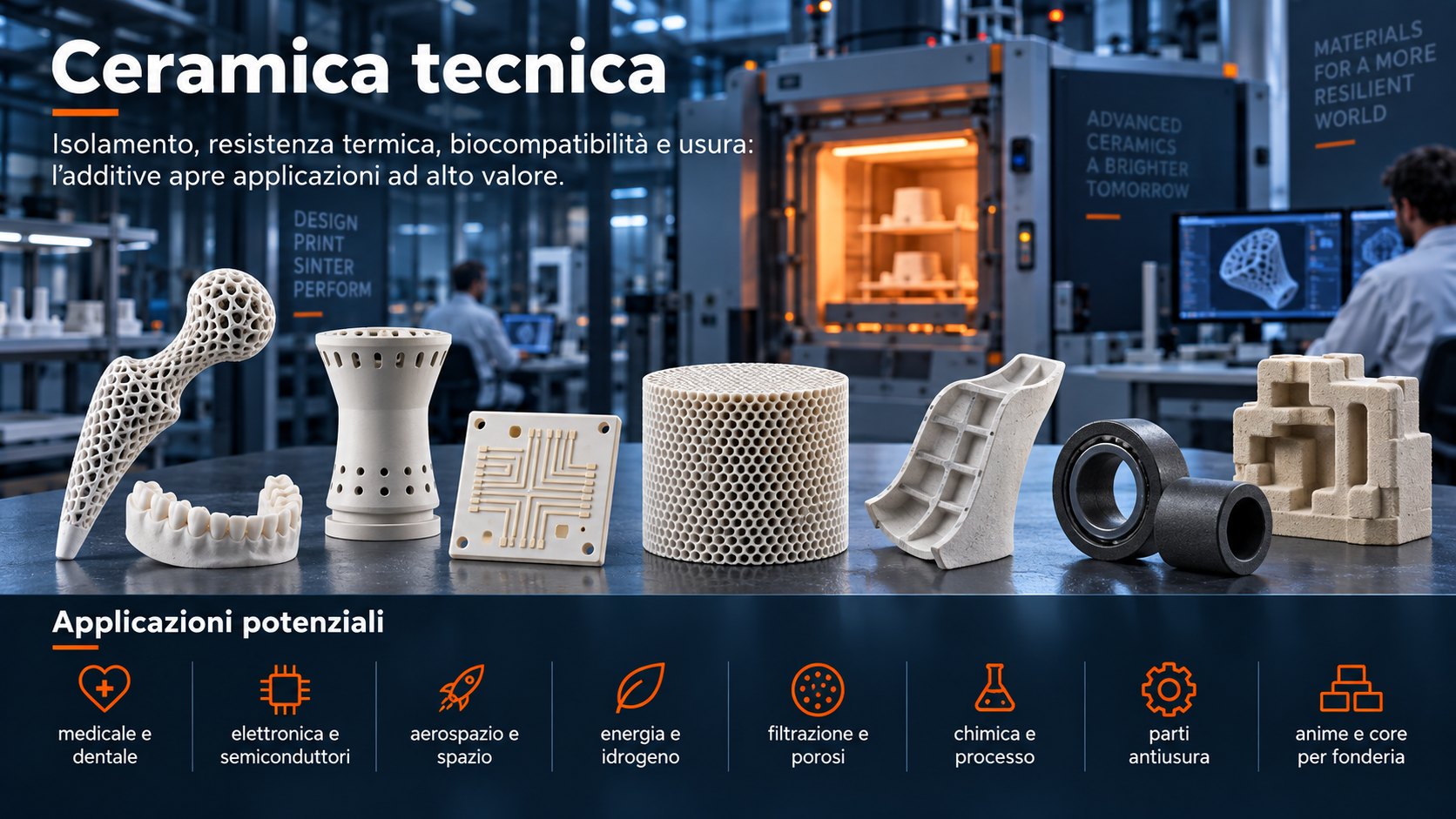 Ceramica tecnica — Medicale, elettronica, filtrazione, alta temperatura e parti antiusura.